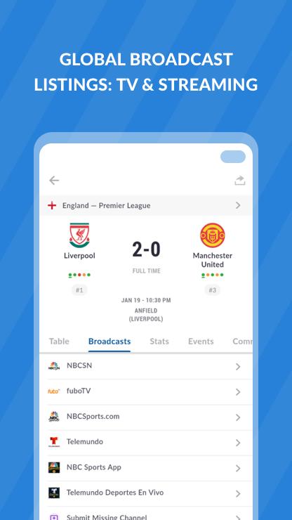 Live Soccer TV Scores, Stats, Streaming TV Guide 5.1.7 Screenshot 3