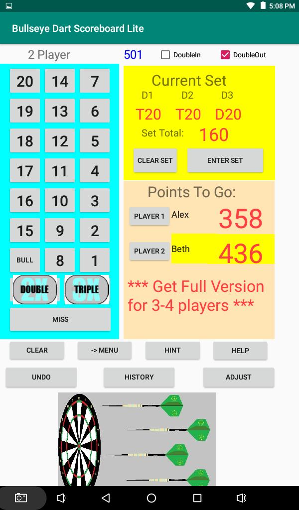 Bullseye Dart Scoreboard Lite 2.0 Screenshot 10