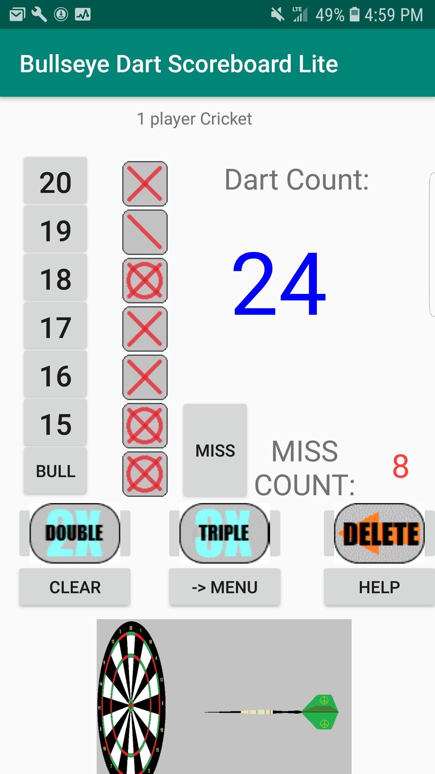 Bullseye Dart Scoreboard Lite 2.0 Screenshot 2