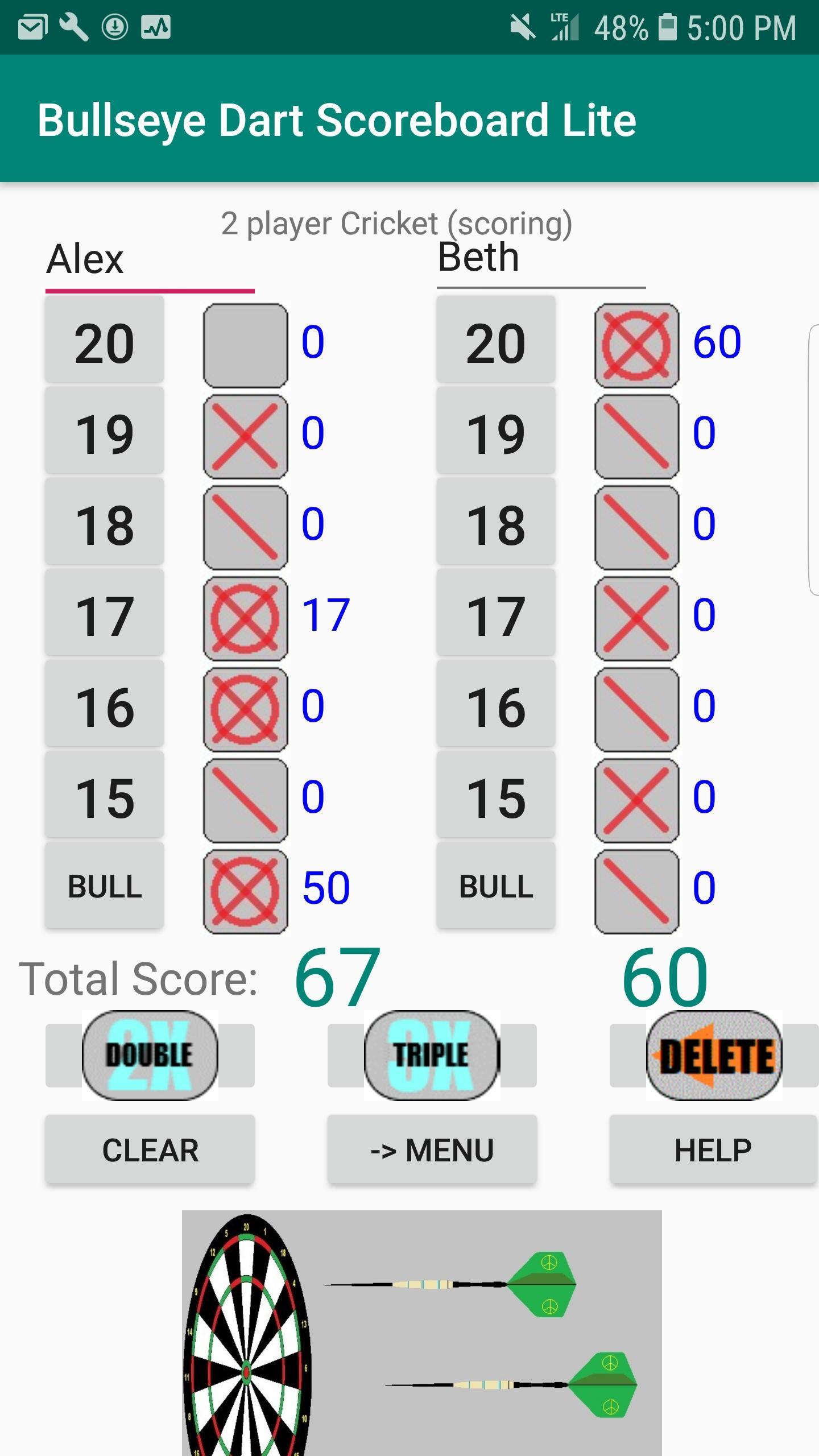 Bullseye Dart Scoreboard Lite 2.0 Screenshot 3