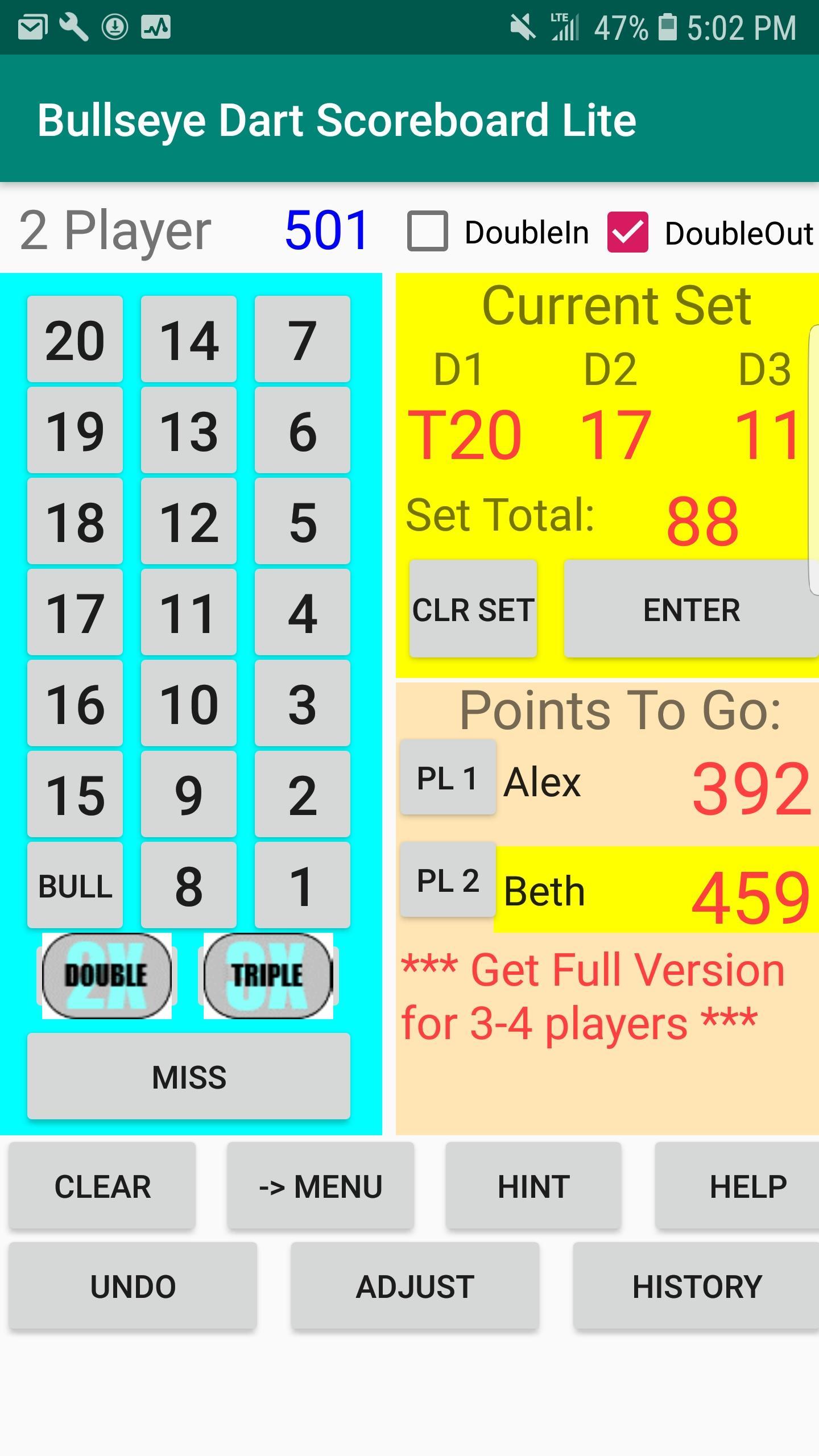 Bullseye Dart Scoreboard Lite 2.0 Screenshot 5