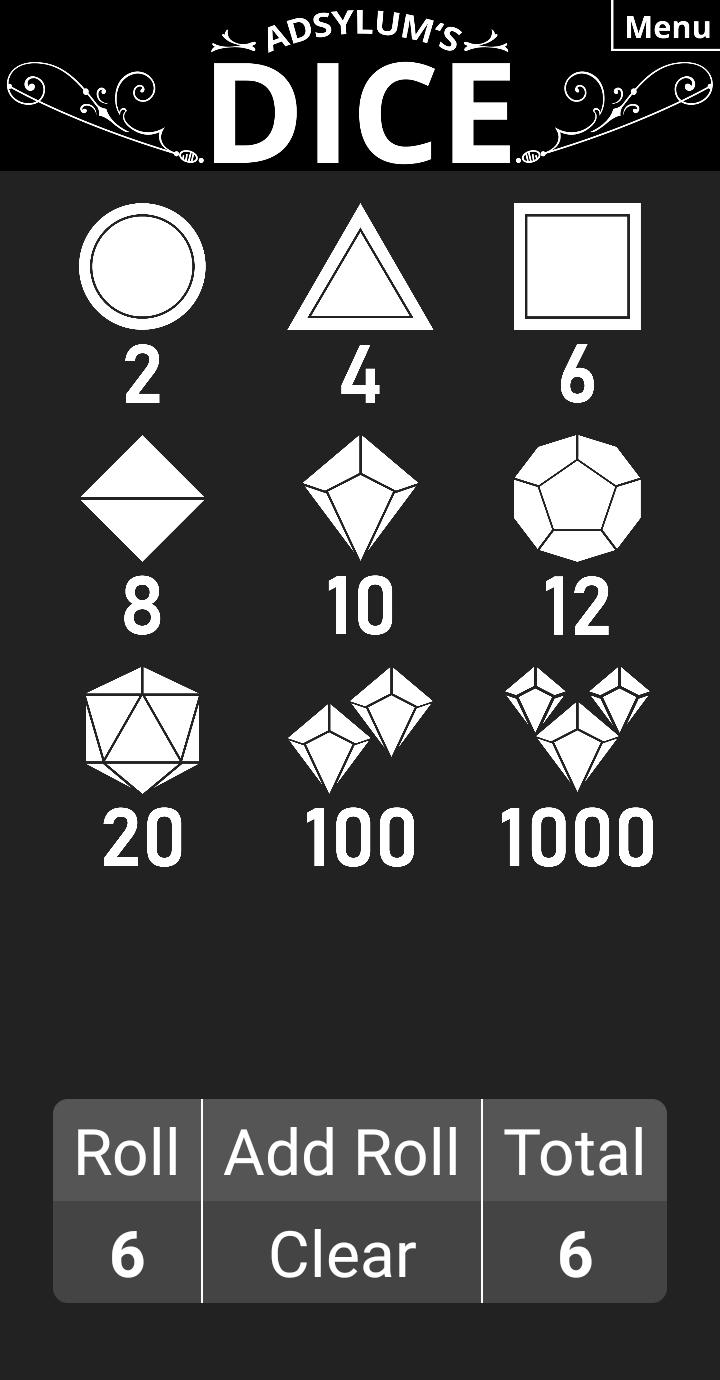 Adsylum Dice RPG and Tabletop Game Dices 1.2 Screenshot 1