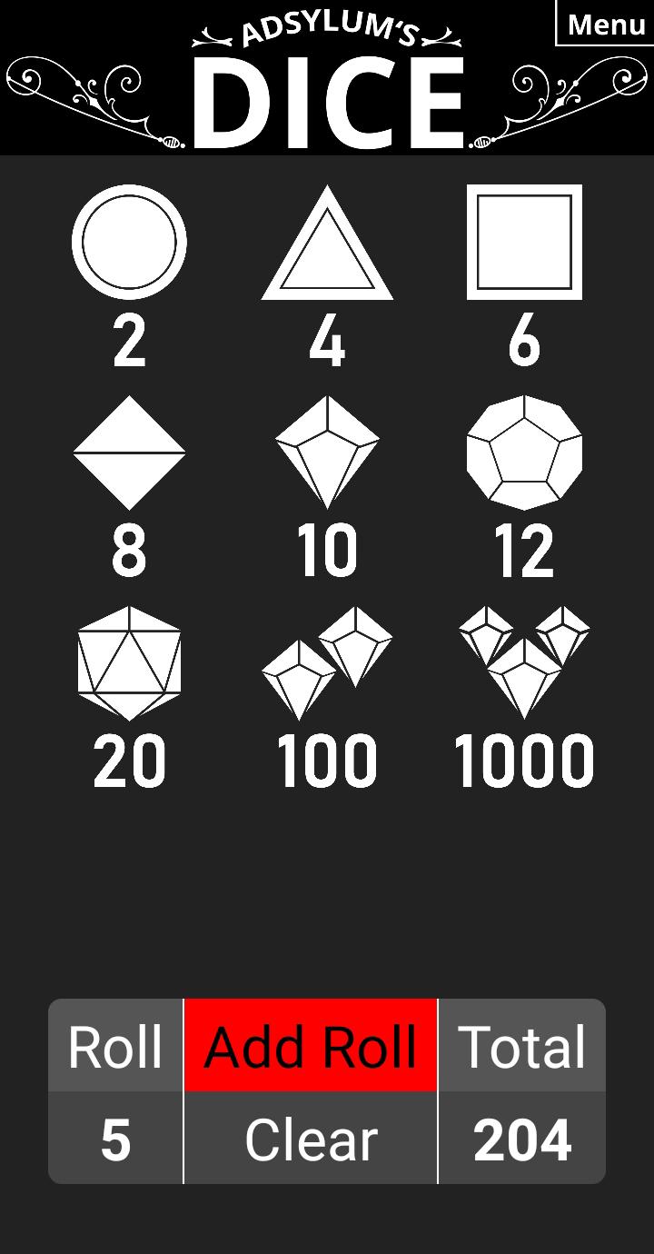 Adsylum Dice RPG and Tabletop Game Dices 1.2 Screenshot 2