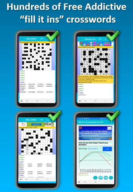Fill it ins word puzzles - free crosswords 7.6 Screenshot 1