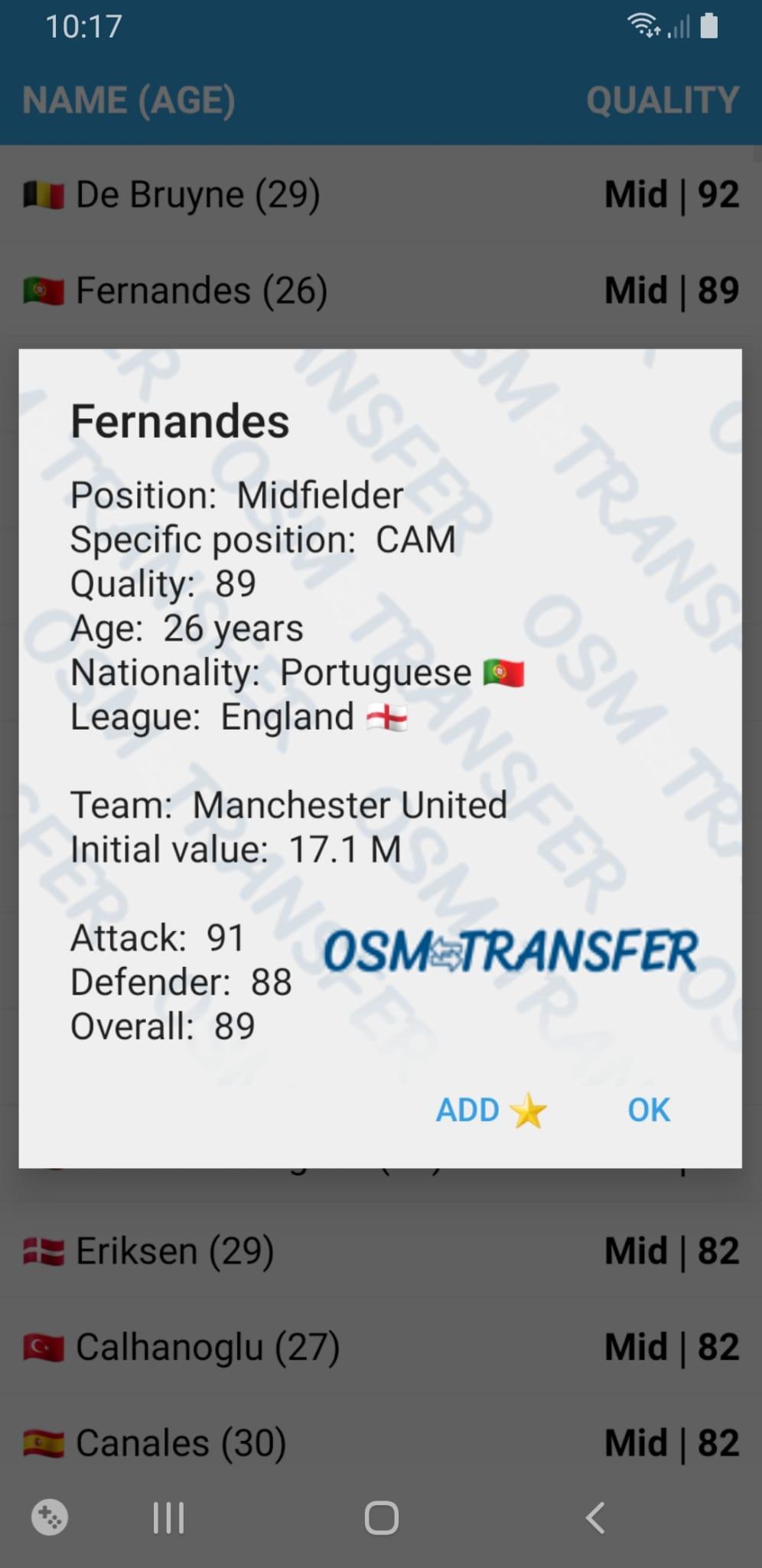 OSM Transfer Scout list 7.0 Screenshot 13