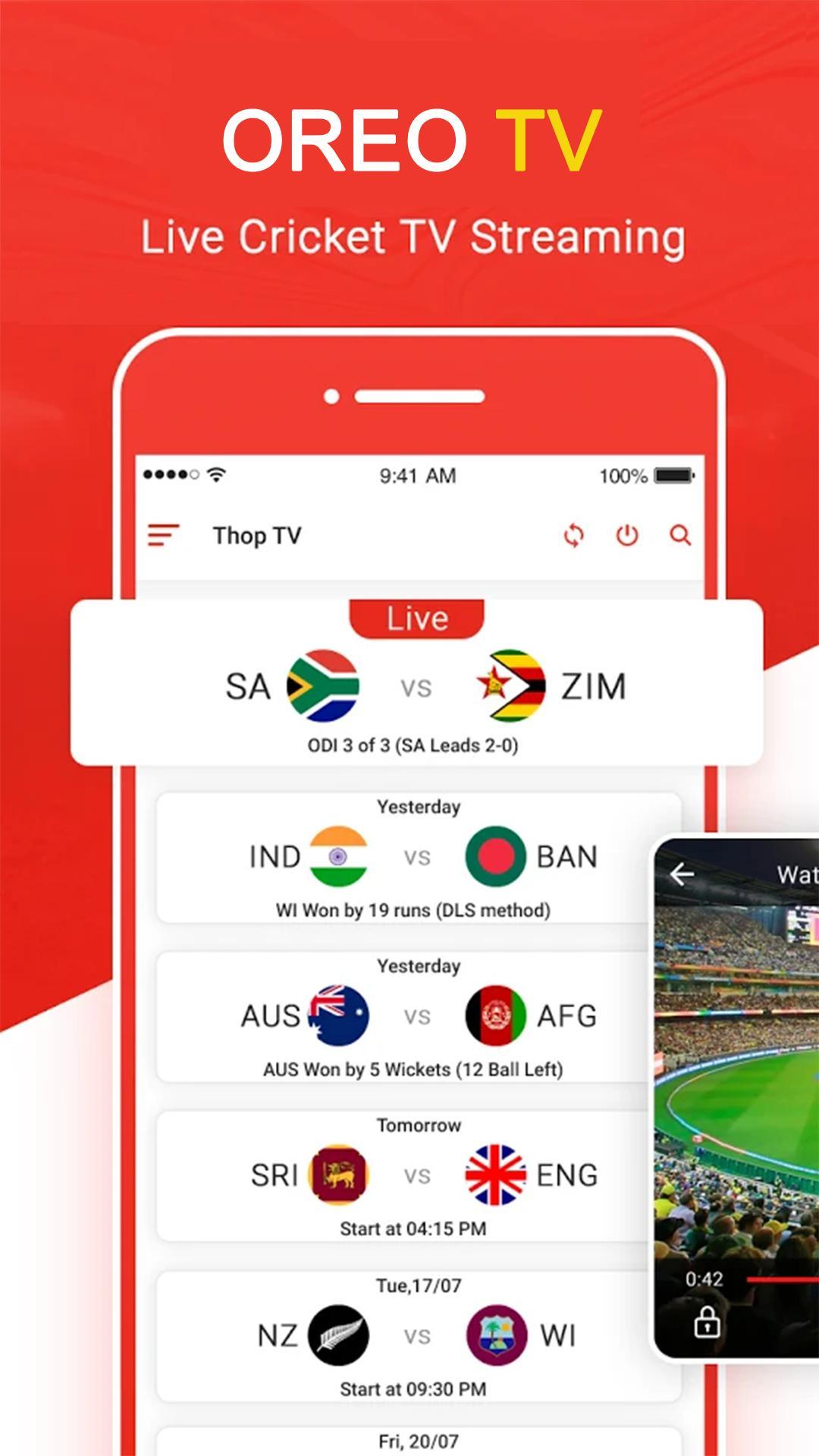 Oreo TV : Live Cricket TV & Movies Shows Guide 1.0 Screenshot 2