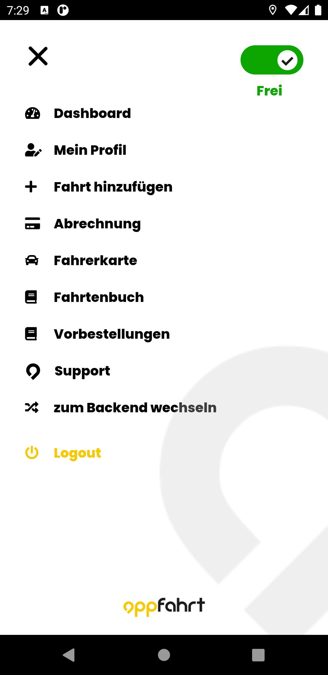 Appfahrt Fahrer-App p_1.2 Screenshot 2