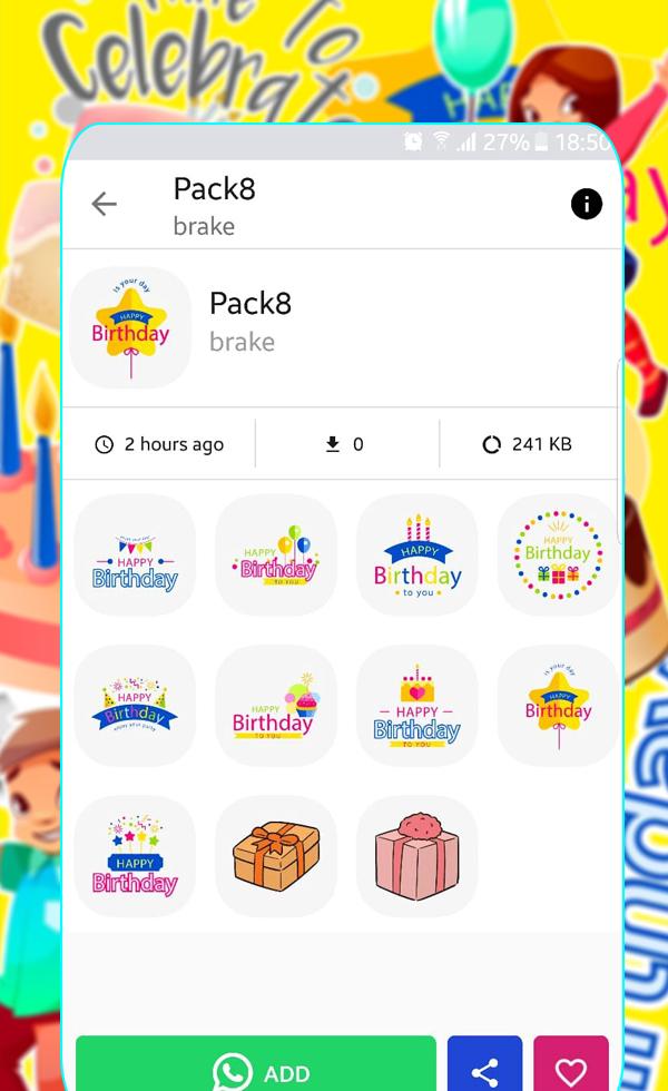 🥳Animated Happy Birthday Stickers for WhatsApp 🎉 1.0 Screenshot 2