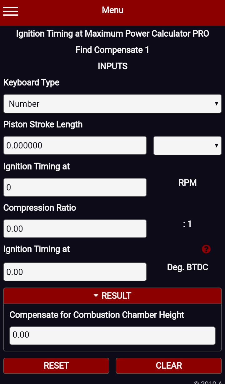 Ignition Timing at Maximum Power Calculator PRO 4 Screenshot 2