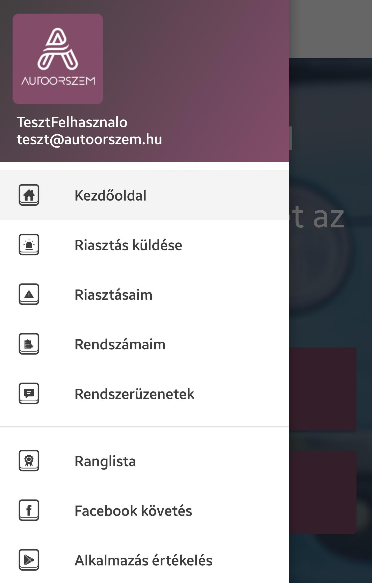 Autóőrszem Rendszám alapú üzenetküldő alkalmazás 5.3.1 Screenshot 1