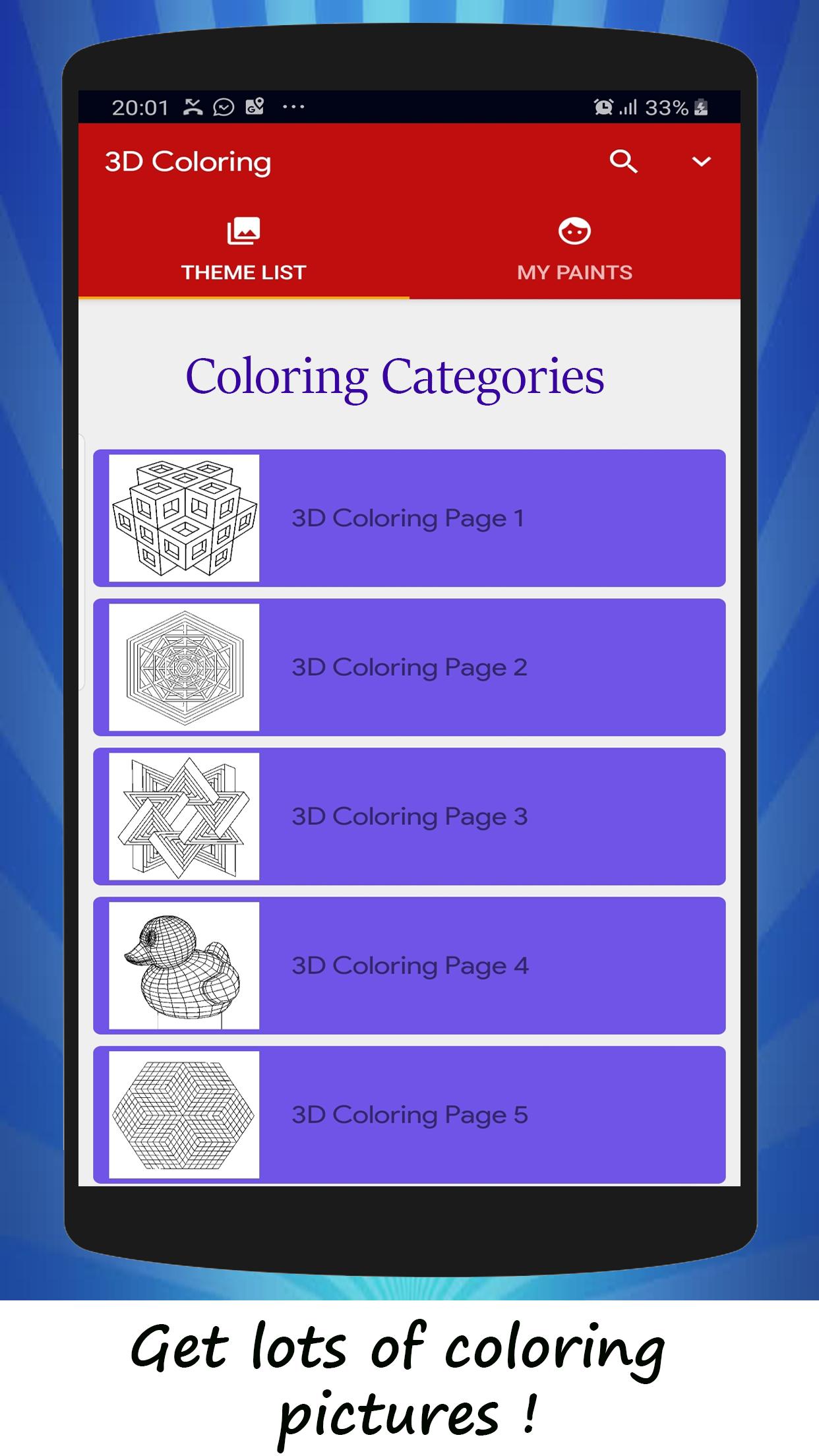 ColorPics: 3D Art Coloring Book 1.1 Screenshot 1