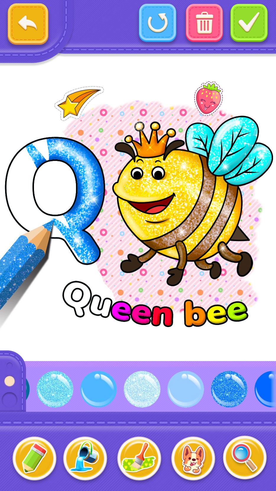Glitter Number and letters coloring Book for kids 4.0 Screenshot 1