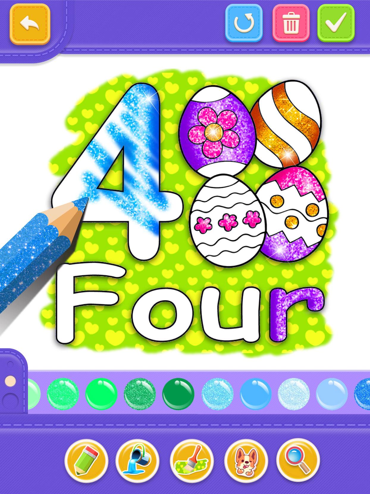 Glitter Number and letters coloring Book for kids 4.0 Screenshot 12