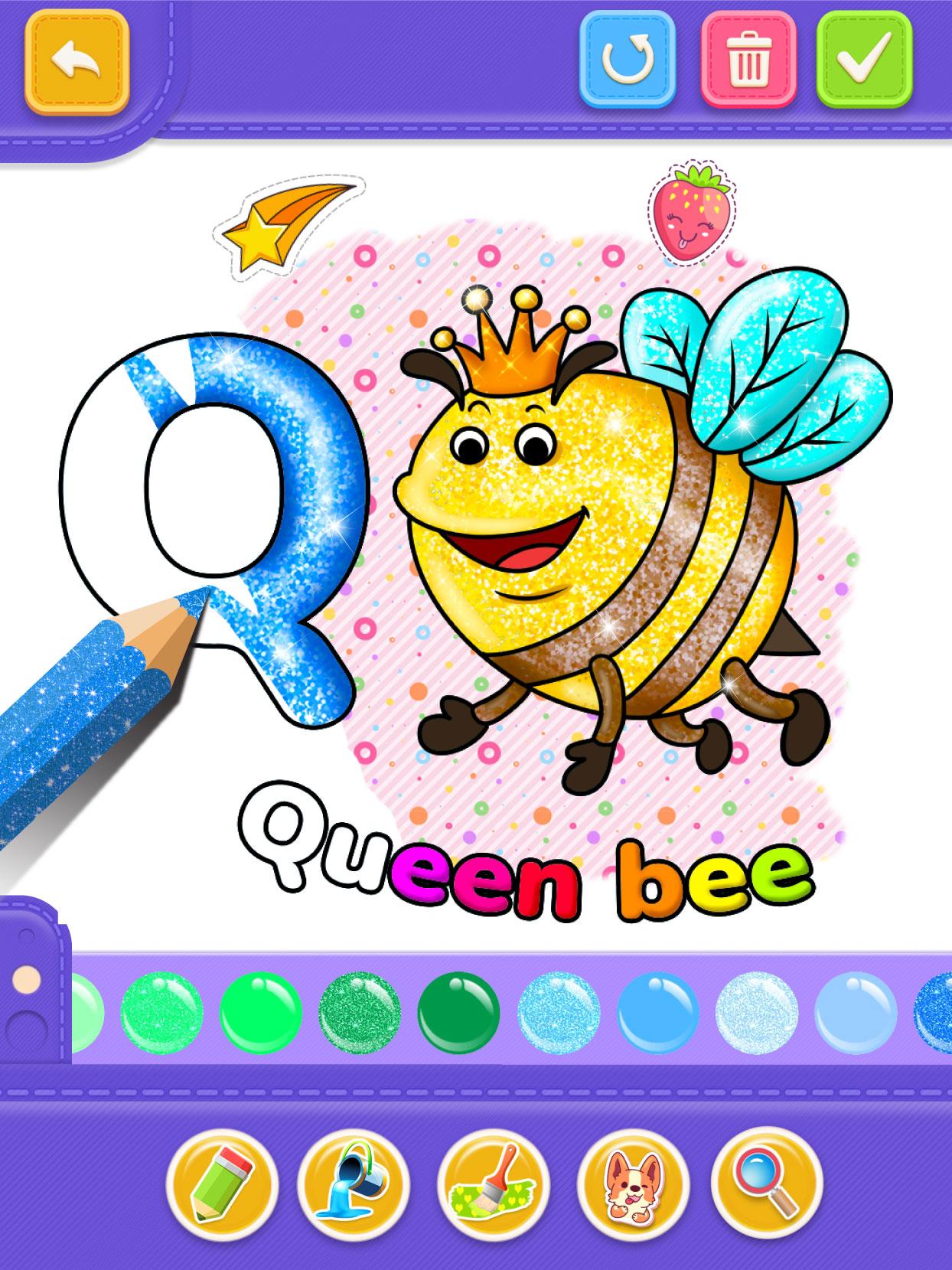 Glitter Number and letters coloring Book for kids 4.0 Screenshot 15