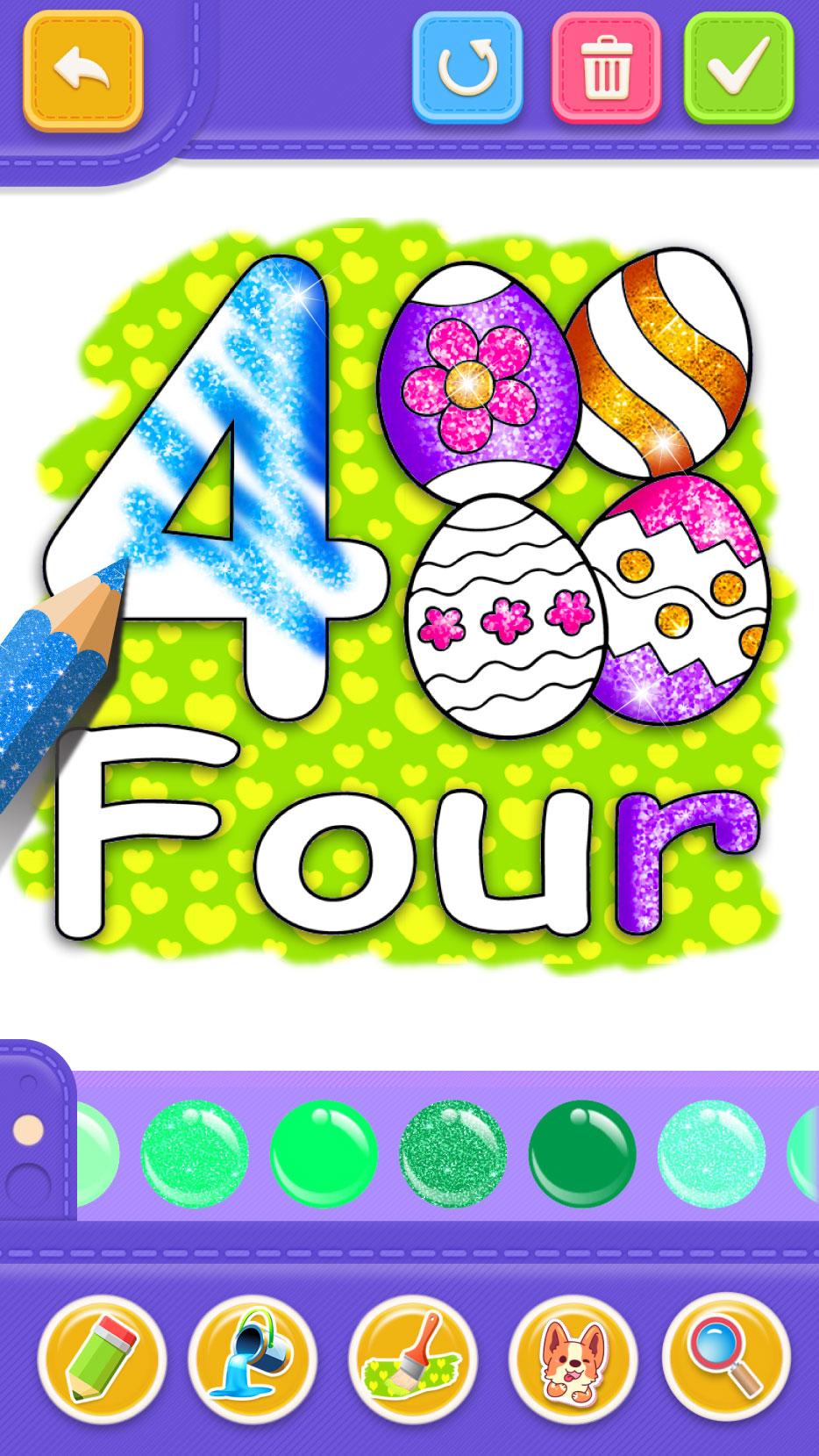 Glitter Number and letters coloring Book for kids 4.0 Screenshot 5