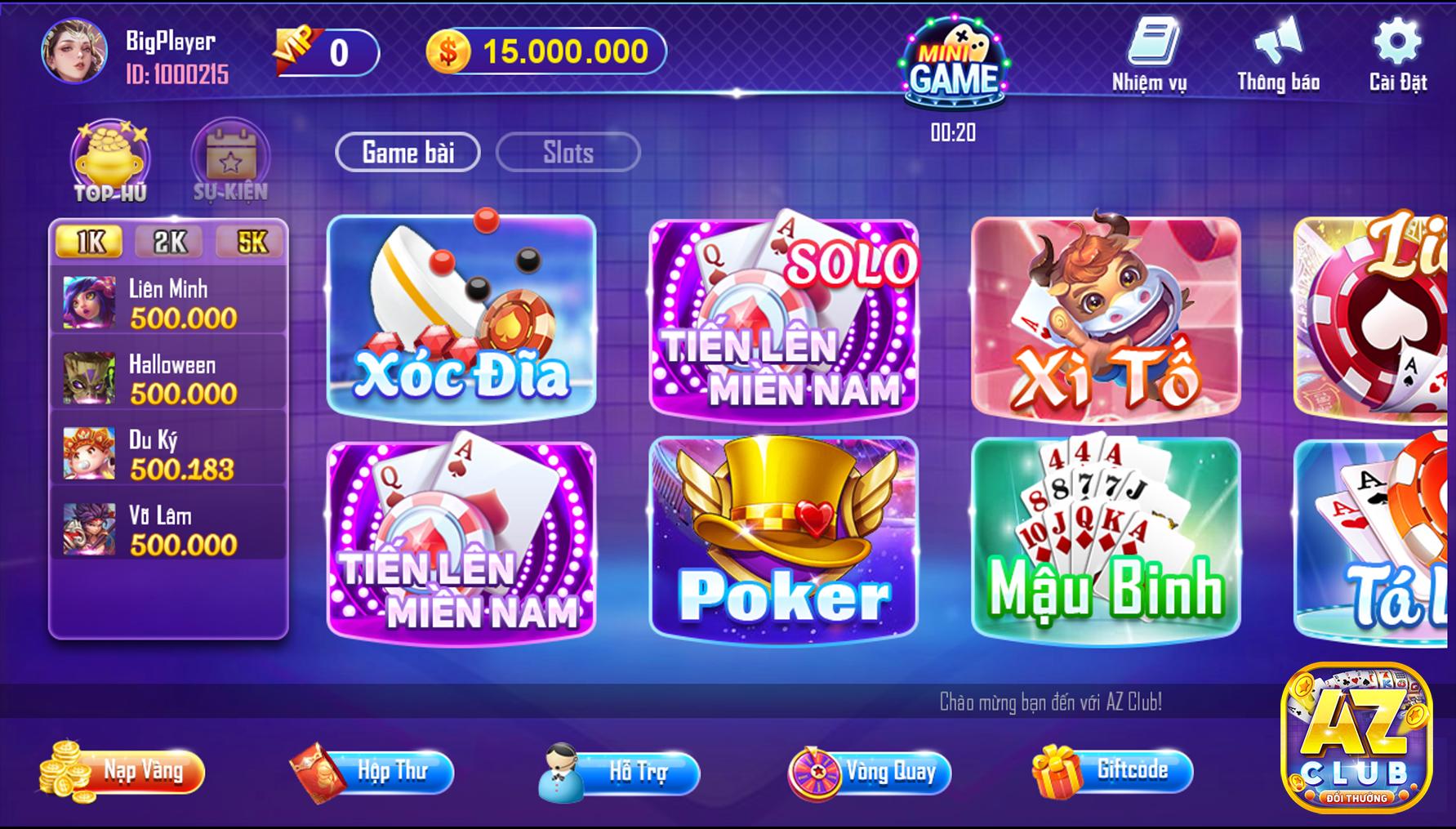 Game Danh Bai Doi Thuong AZ Club Online 2020 1.0 Screenshot 2