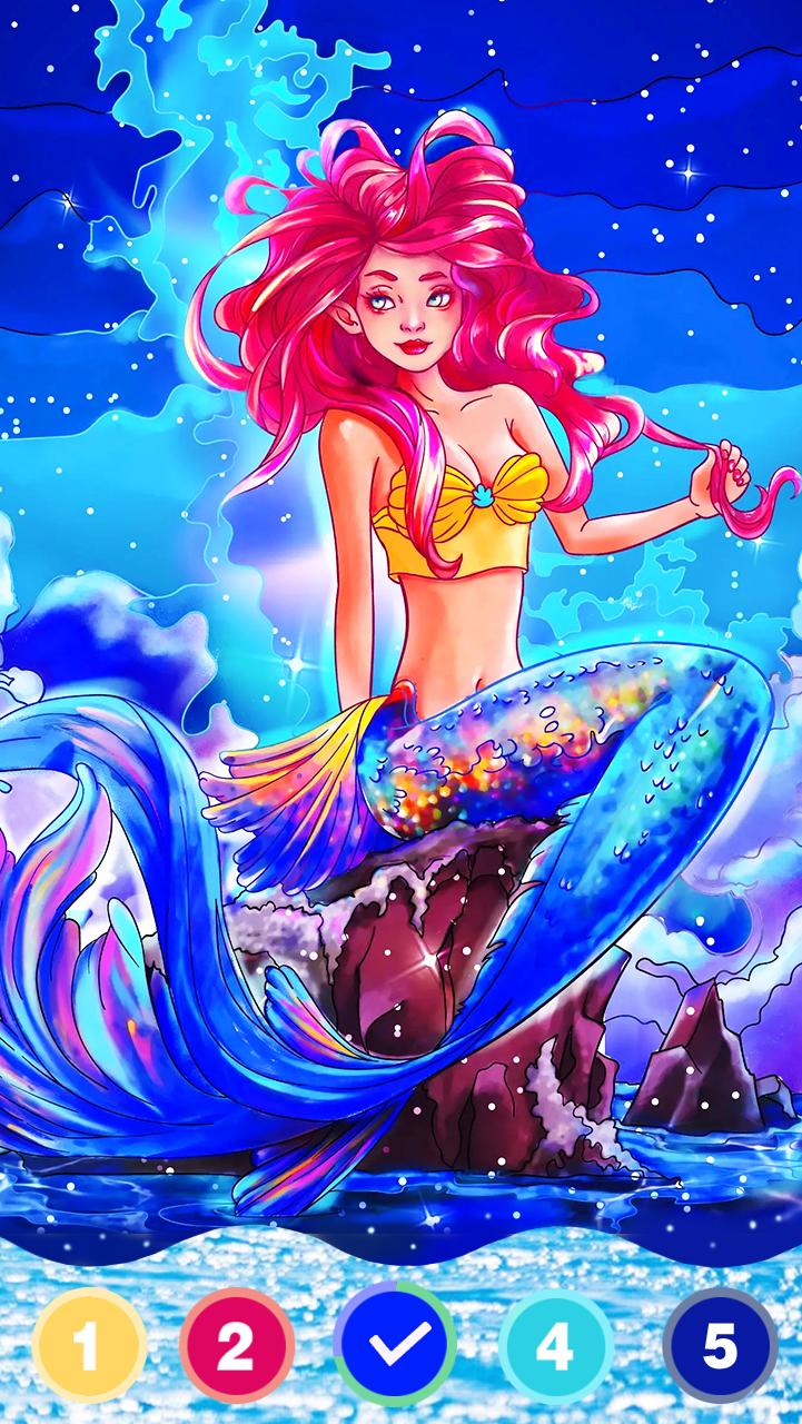 Mermaid color by number: Coloring games offline 1.0.19 Screenshot 1