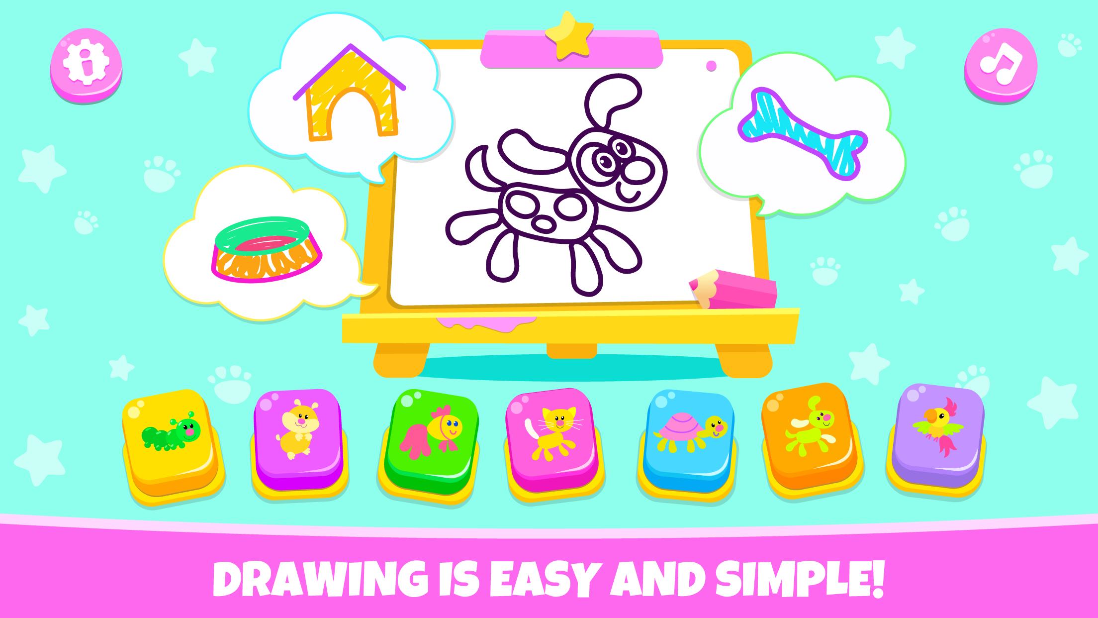Pets Drawing for Kids and Toddlers games Preschool 1.2.2.7 Screenshot 1
