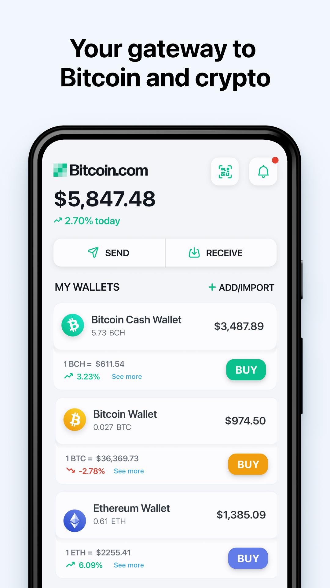 Bitcoin Wallet: buy BTC, BCH & ETH 7.0.11 Screenshot 1