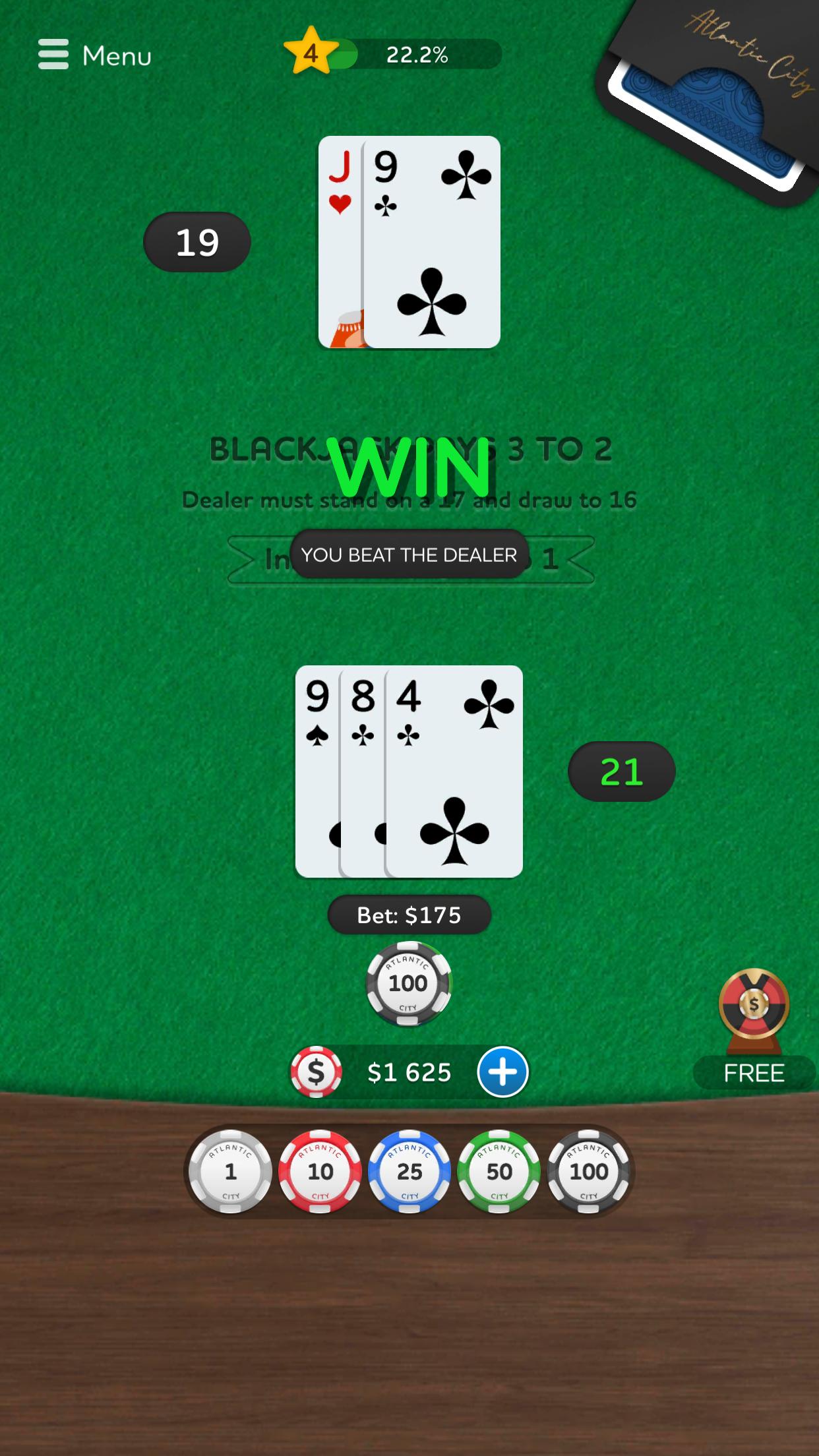Blackjack 21 - Casino Card Game 1.06 Screenshot 2