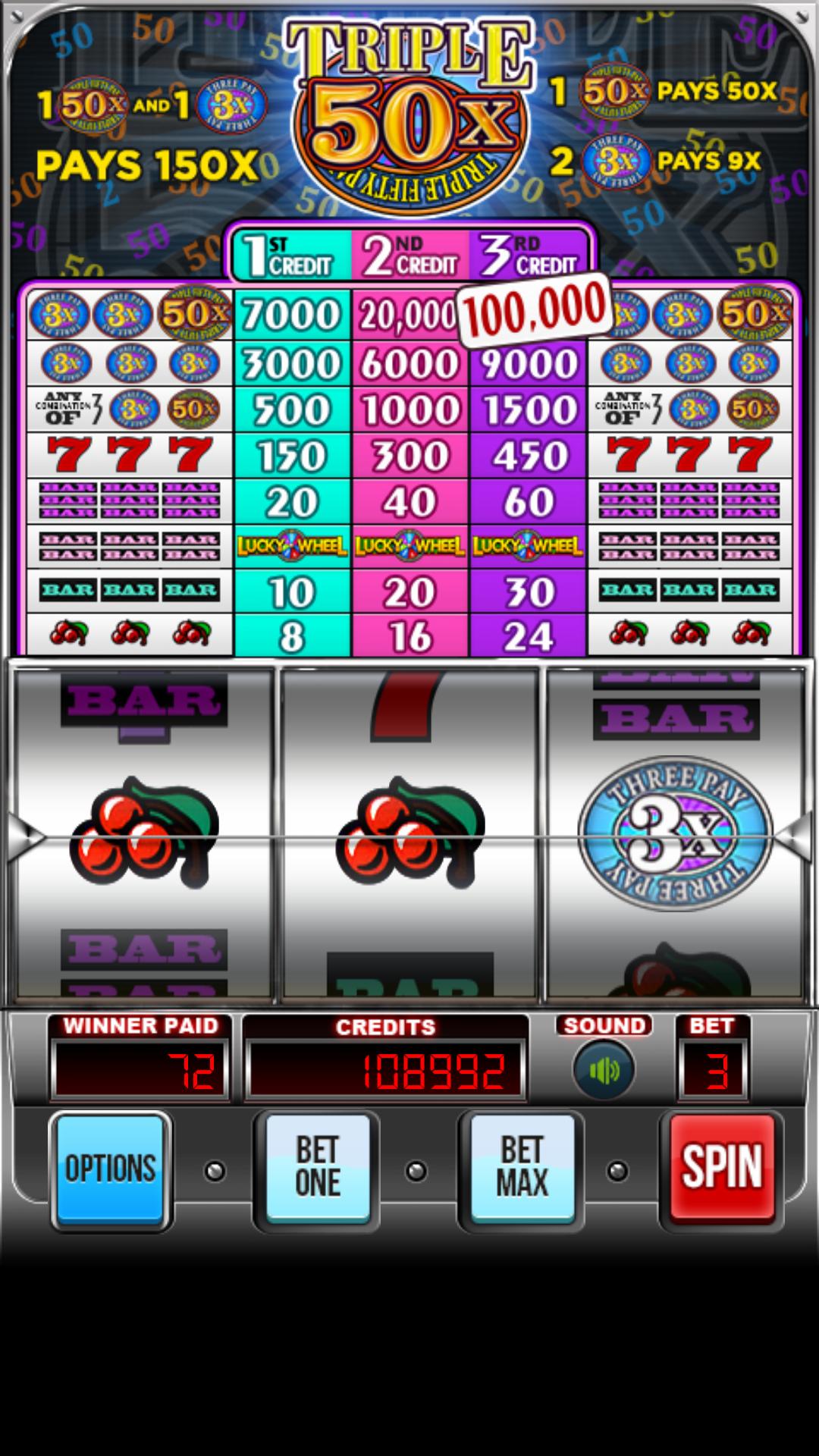 Triple 50x Pay Slot Machine 3.853 Screenshot 3