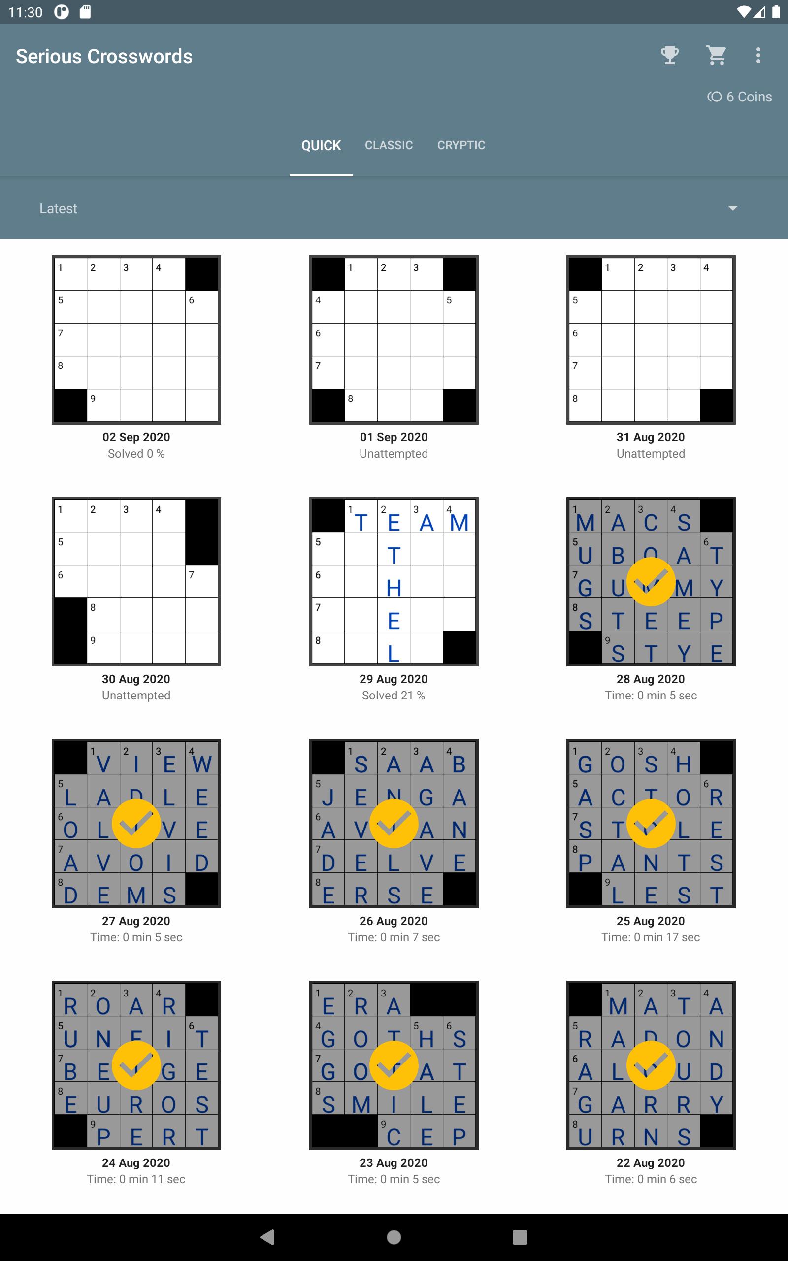 Serious Crosswords free crossword every day 1.66 Screenshot 5