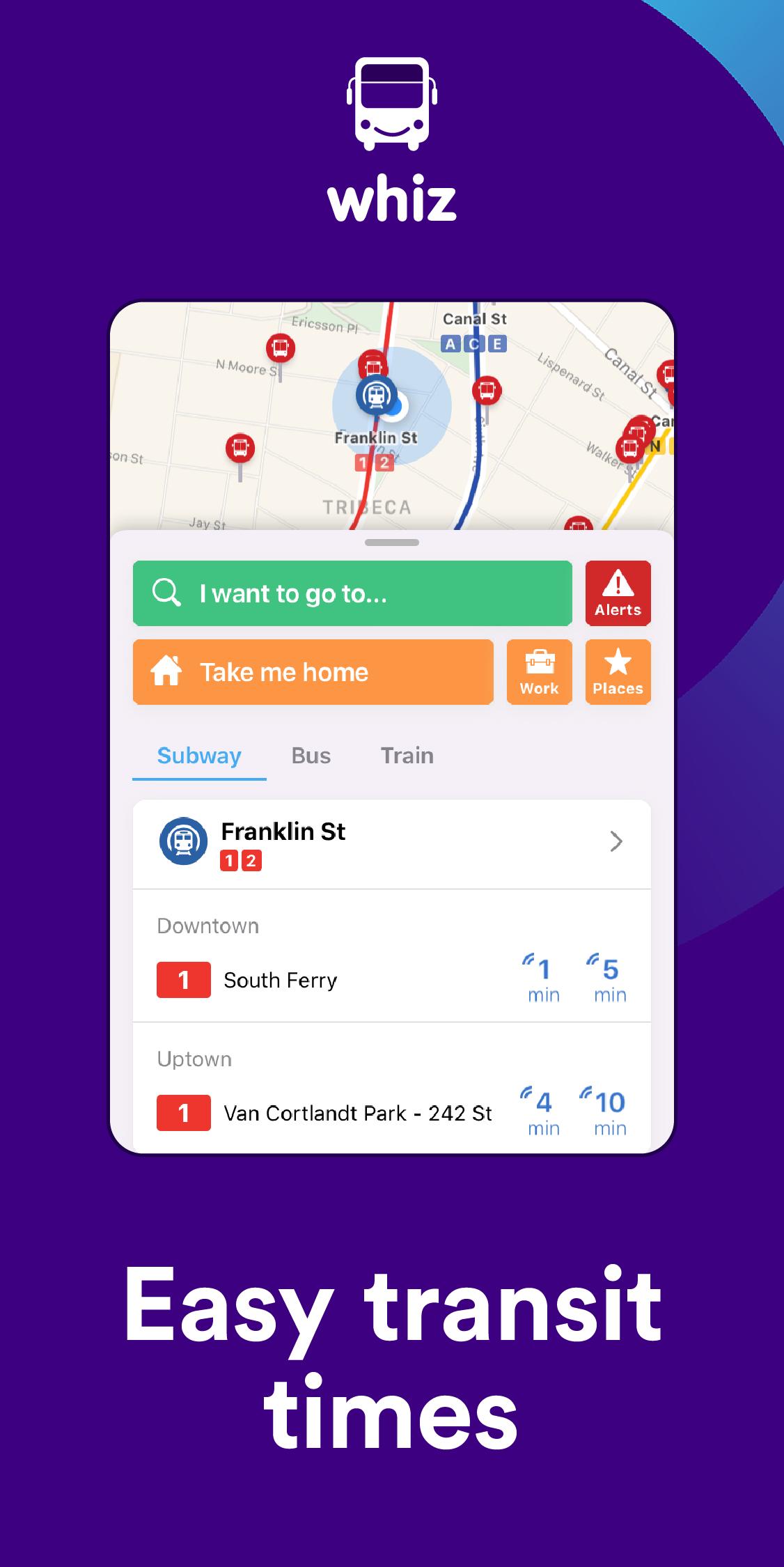Whiz • Live Transit Times for Subway & Bus 2020.11.9 Screenshot 1