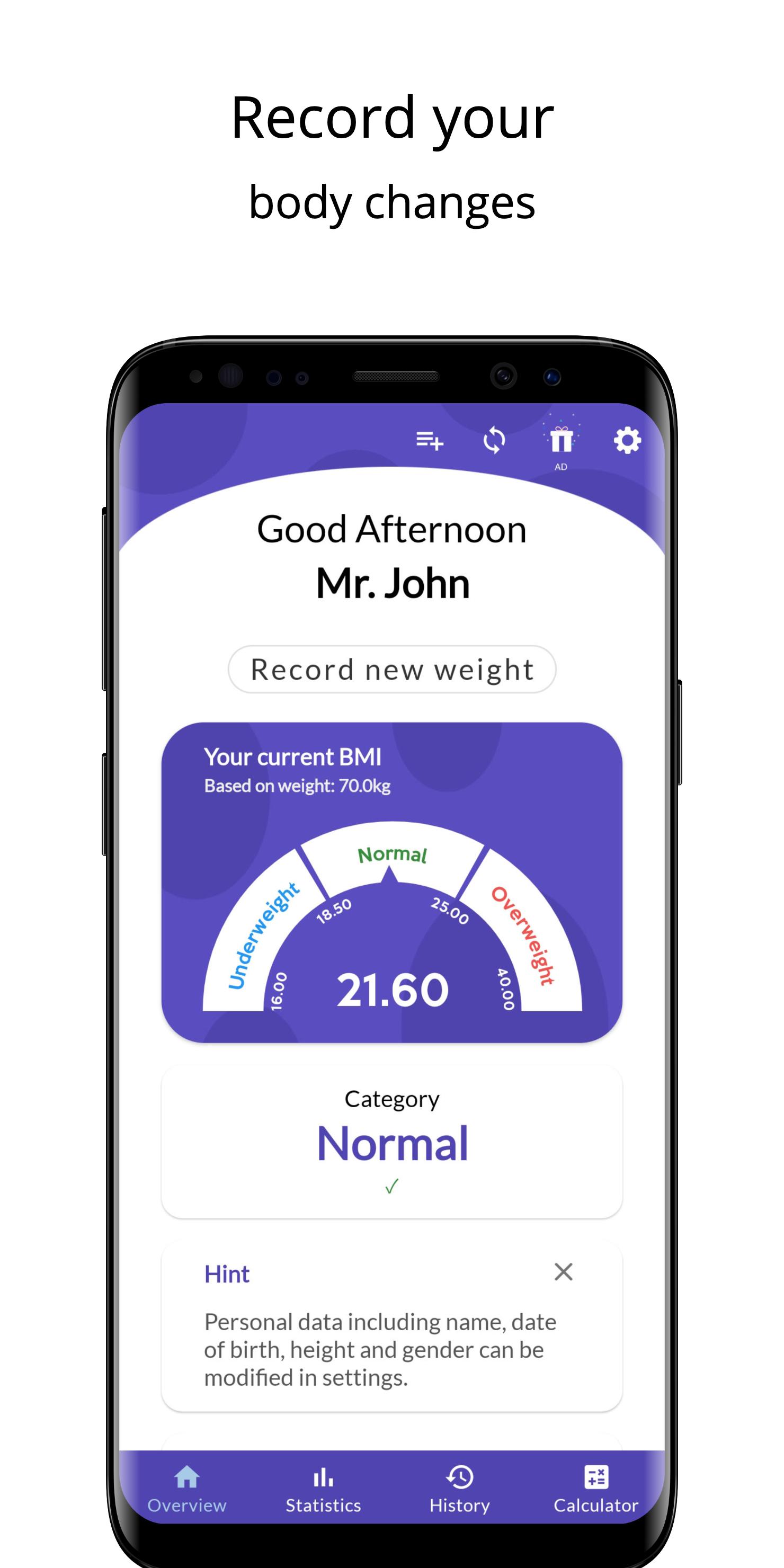 BMI Calculator & Weight Tracker 1.4.2 Screenshot 5
