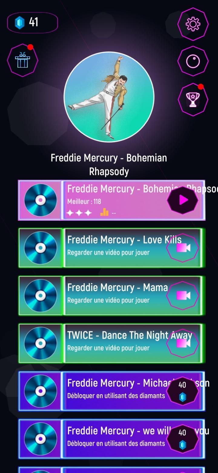 Freddie Mercury Queen Tiles Hop - Neon EDM Rush 1.0 Screenshot 1