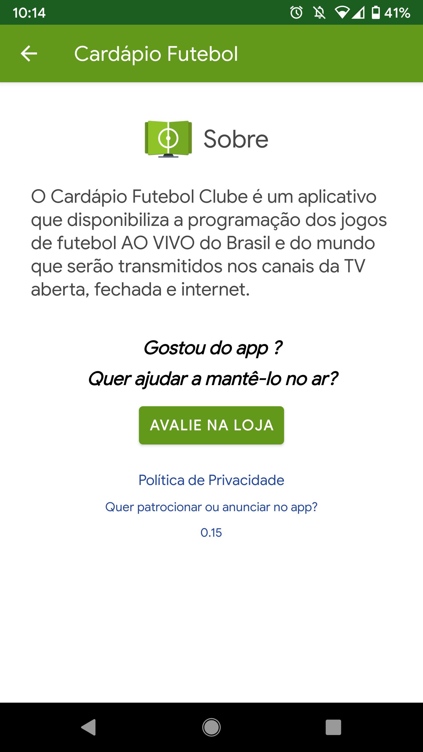 Cardápio Futebol 0.16 Screenshot 4