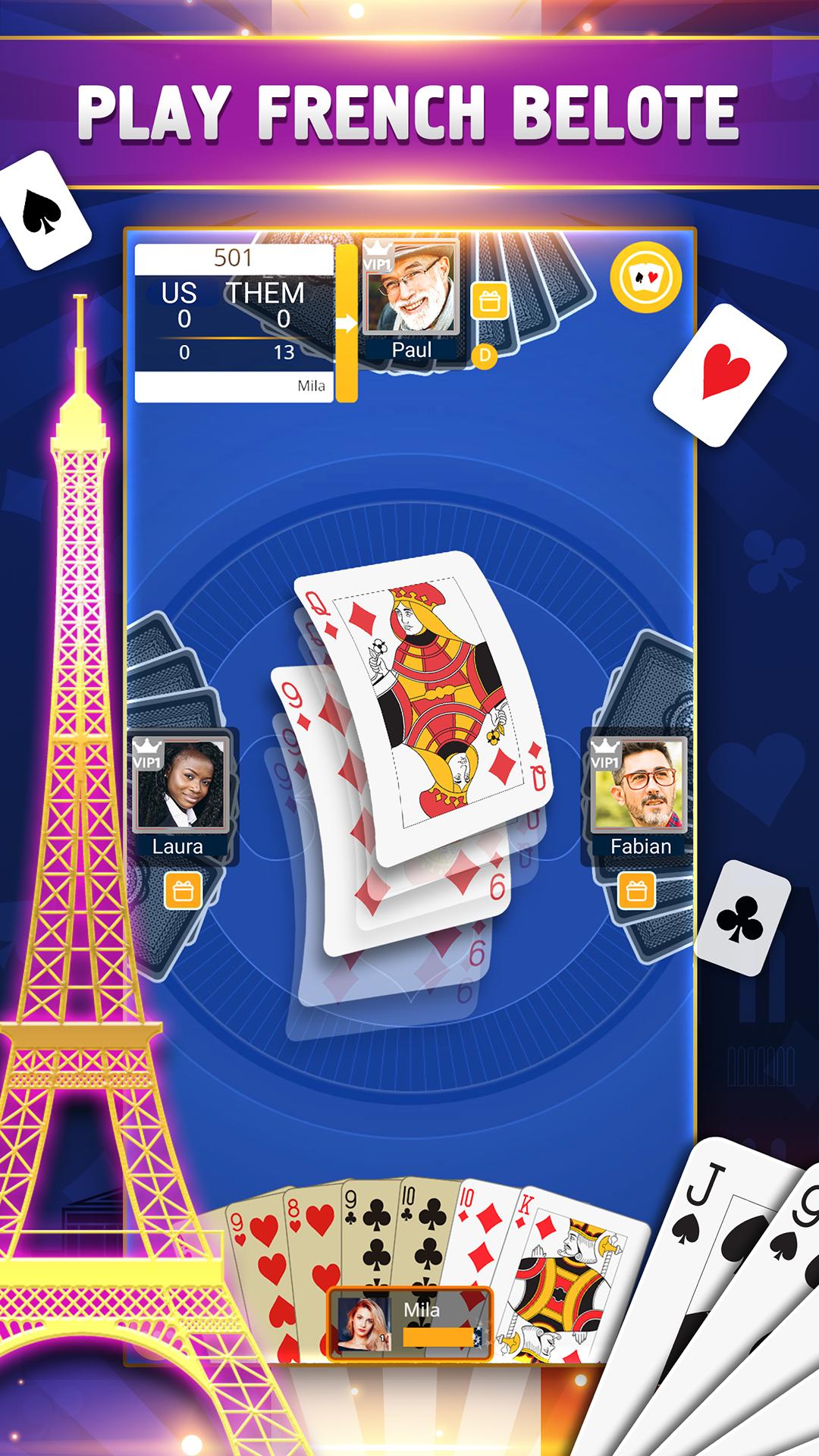 VIP Belote French Belote Online Multiplayer 3.9.0.77 Screenshot 1