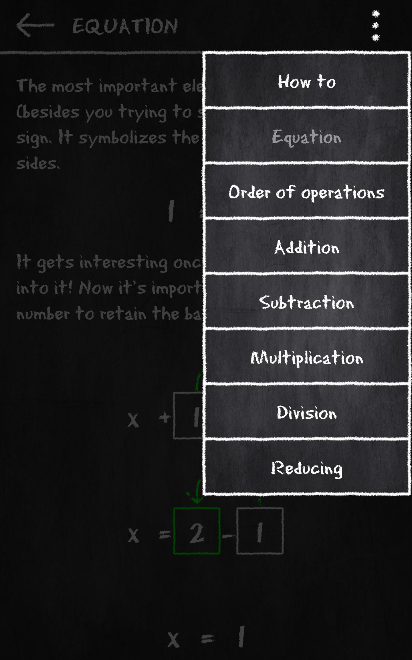 x=1: Learn to solve equations 2.3.2 Screenshot 8