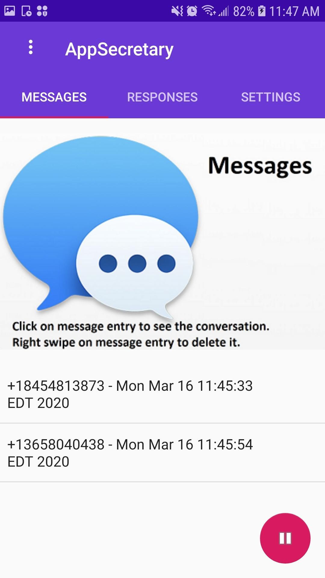 AppSecretary Auto Reply SMS Text Messages 1.16 Screenshot 1