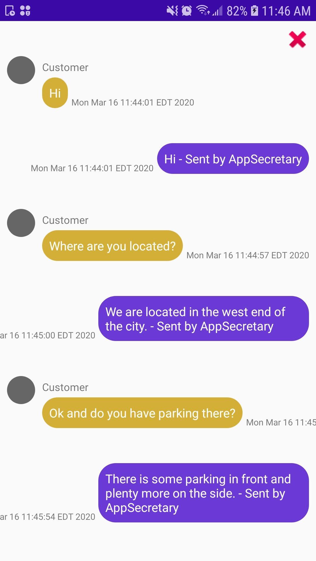 AppSecretary Auto Reply SMS Text Messages 1.16 Screenshot 2