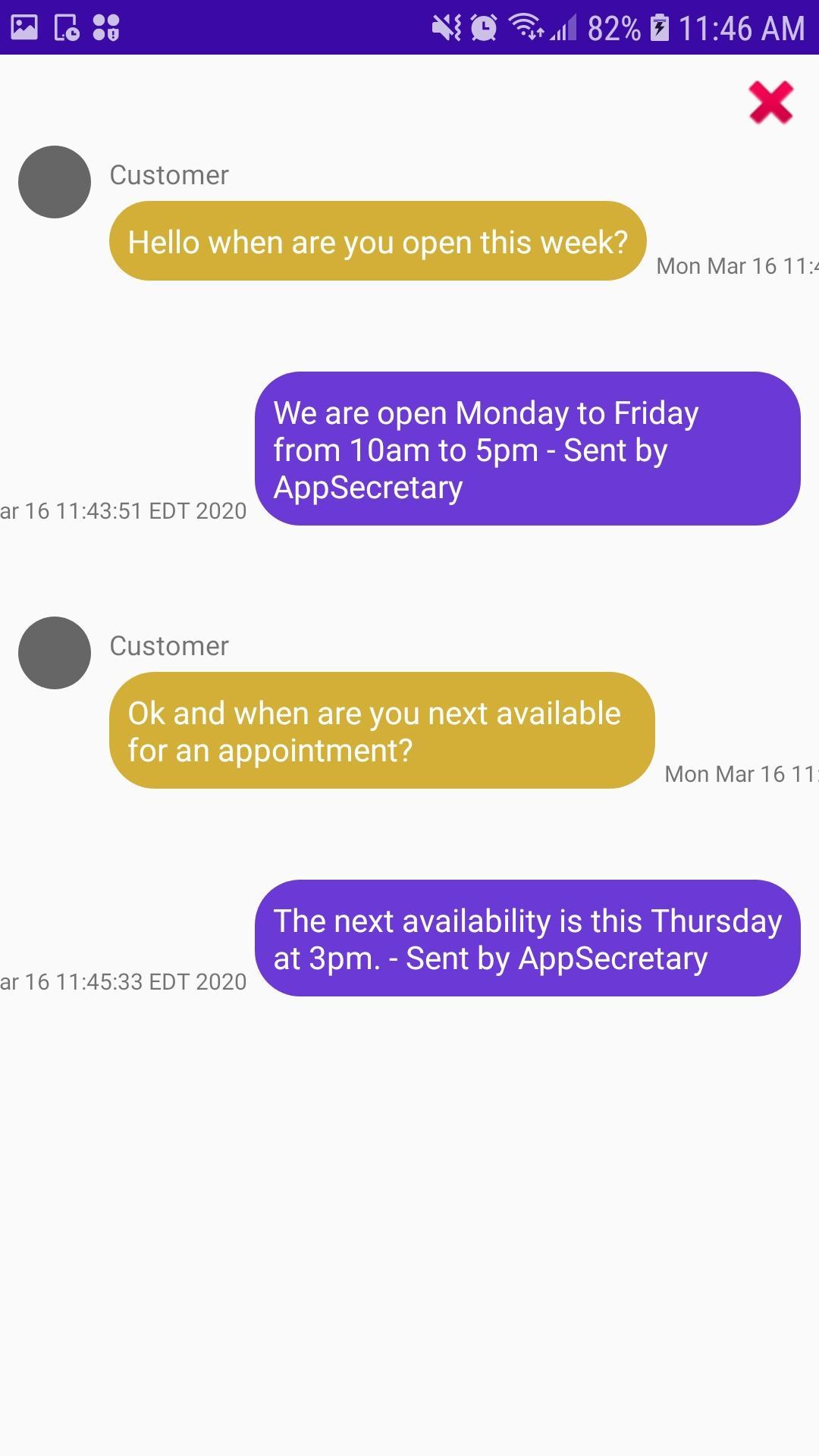 AppSecretary Auto Reply SMS Text Messages 1.16 Screenshot 3