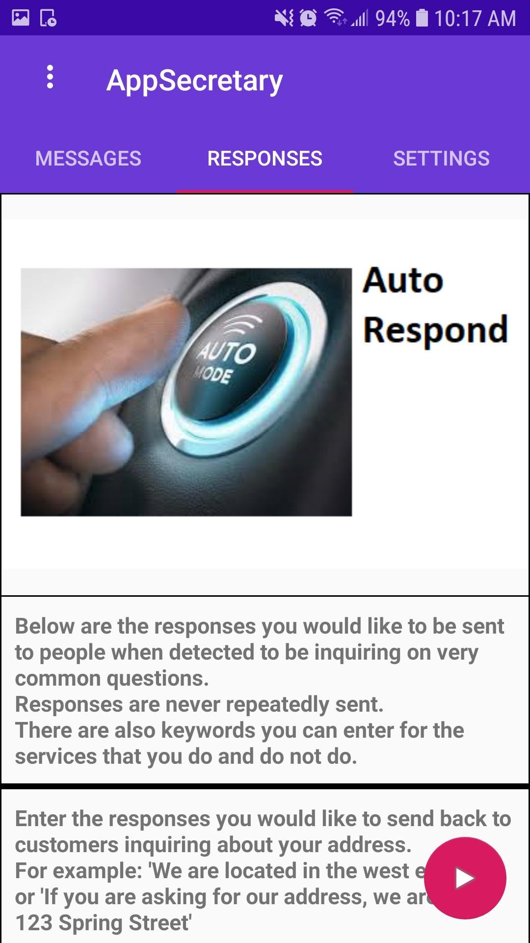 AppSecretary Auto Reply SMS Text Messages 1.16 Screenshot 4