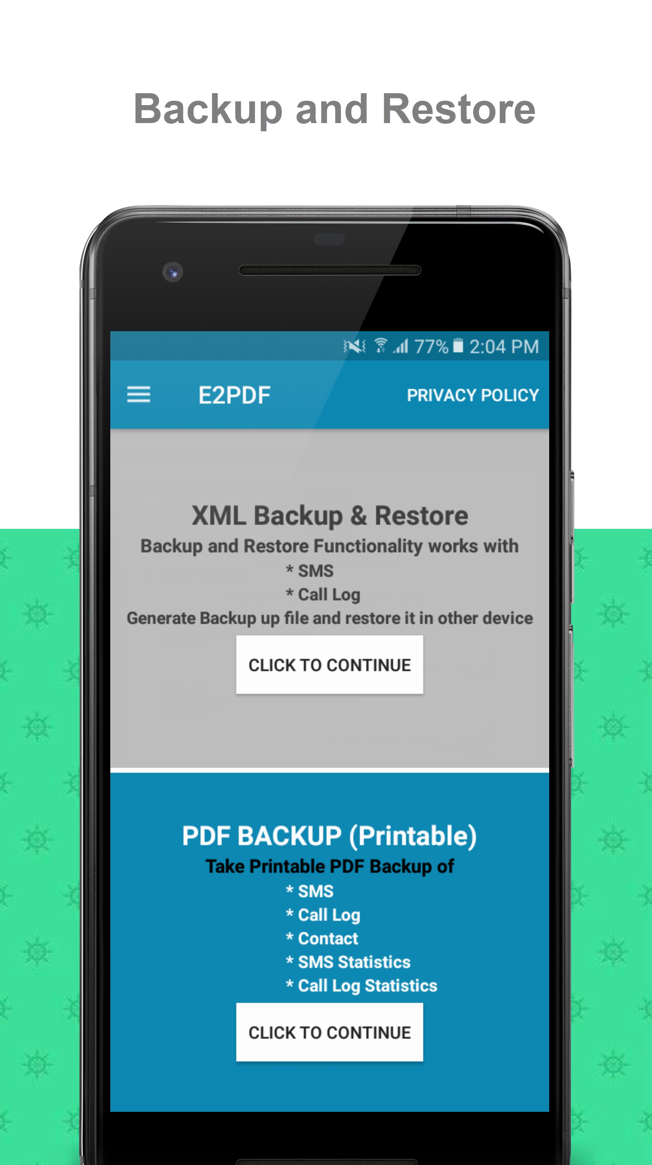 E2PDF - Backup Restore SMS,Call,Contact,TrueCaller 19.08.2020 Screenshot 1