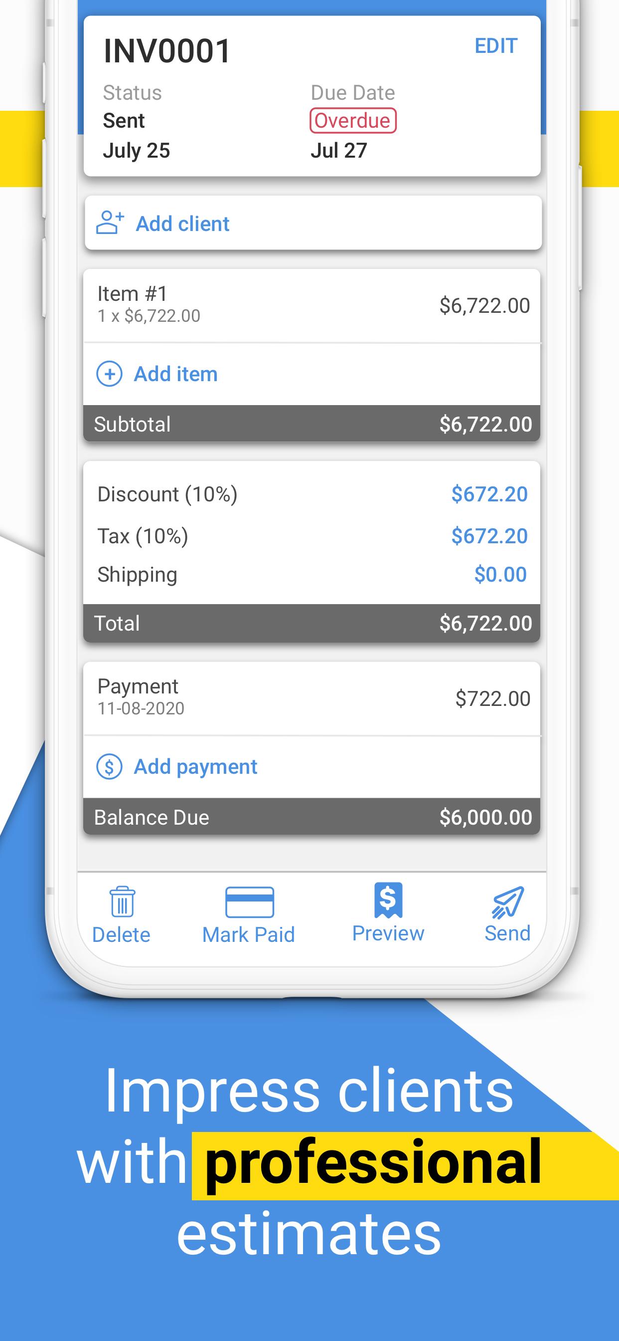Free Invoice Maker: Estimates & Bill Creator 1.5.0 Screenshot 3