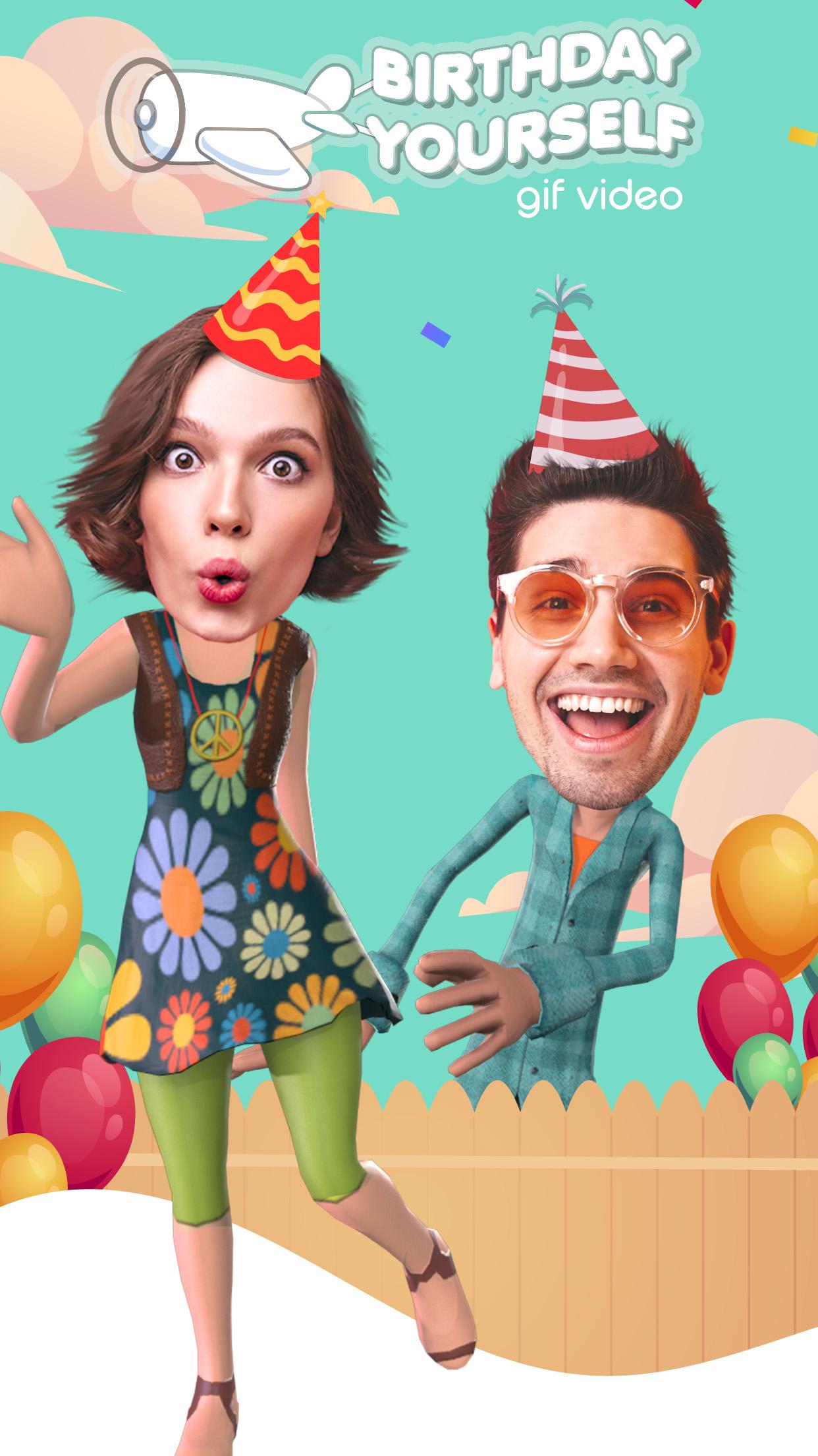 Birthday Yourself - put your face in 3D Gif vide 4 Screenshot 1
