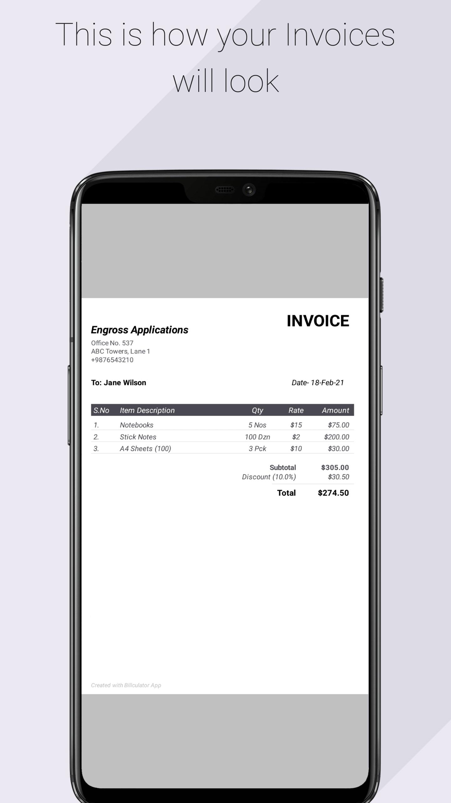 Billculator Simple Invoice & Estimate Maker 4.3.3 Screenshot 2