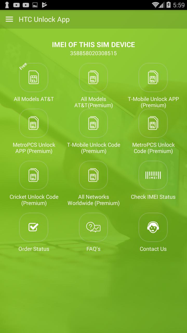 Free Unlock HTC Mobile SIM 1.5.22 Screenshot 1