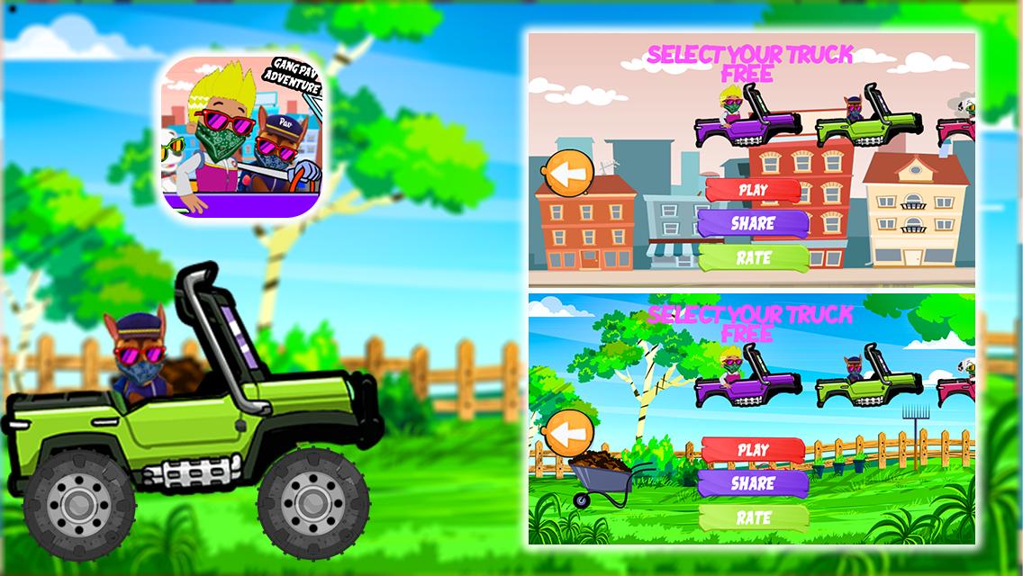 Paw Gang Monster truck Patrol Race Ryder 1.0 Screenshot 3