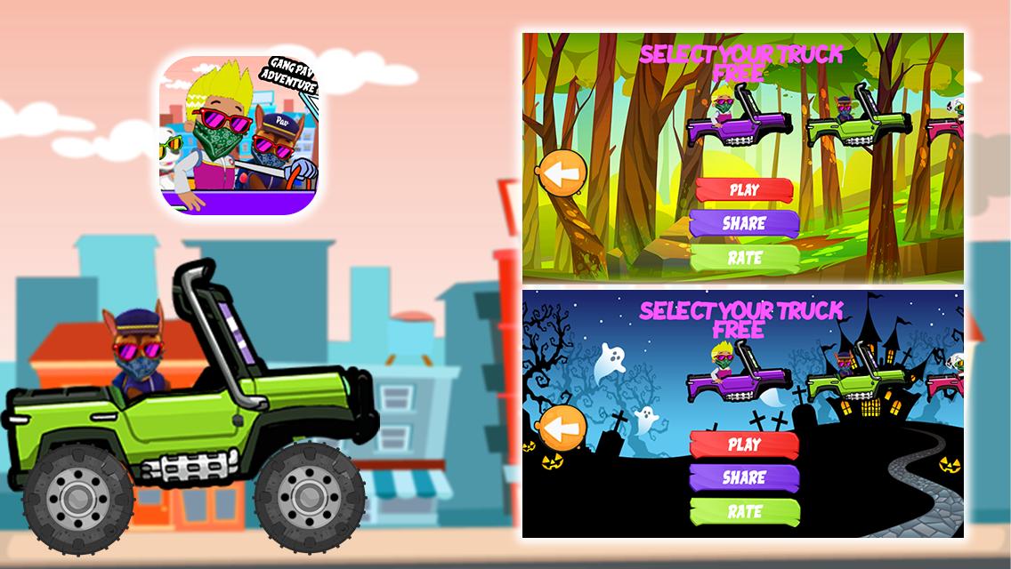 Paw Gang Monster truck Patrol Race Ryder 1.0 Screenshot 4