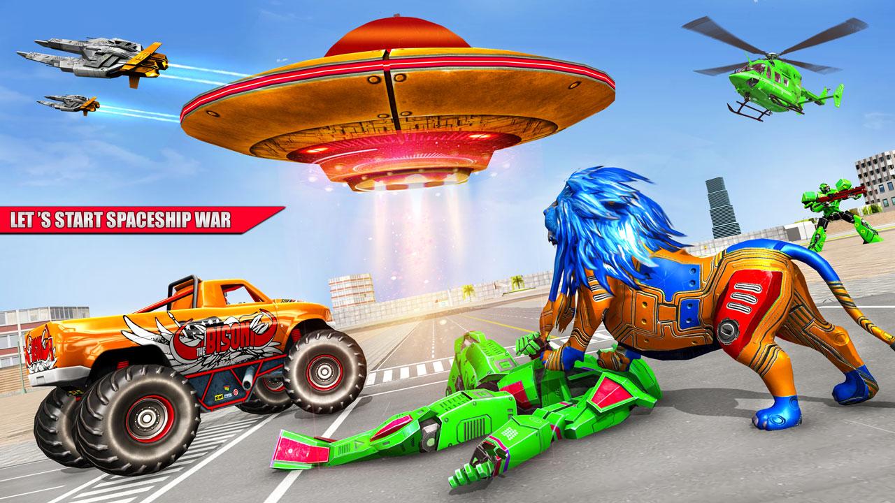 Space Robot Transport Games - Lion Robot Car Game 1.0.9 Screenshot 1