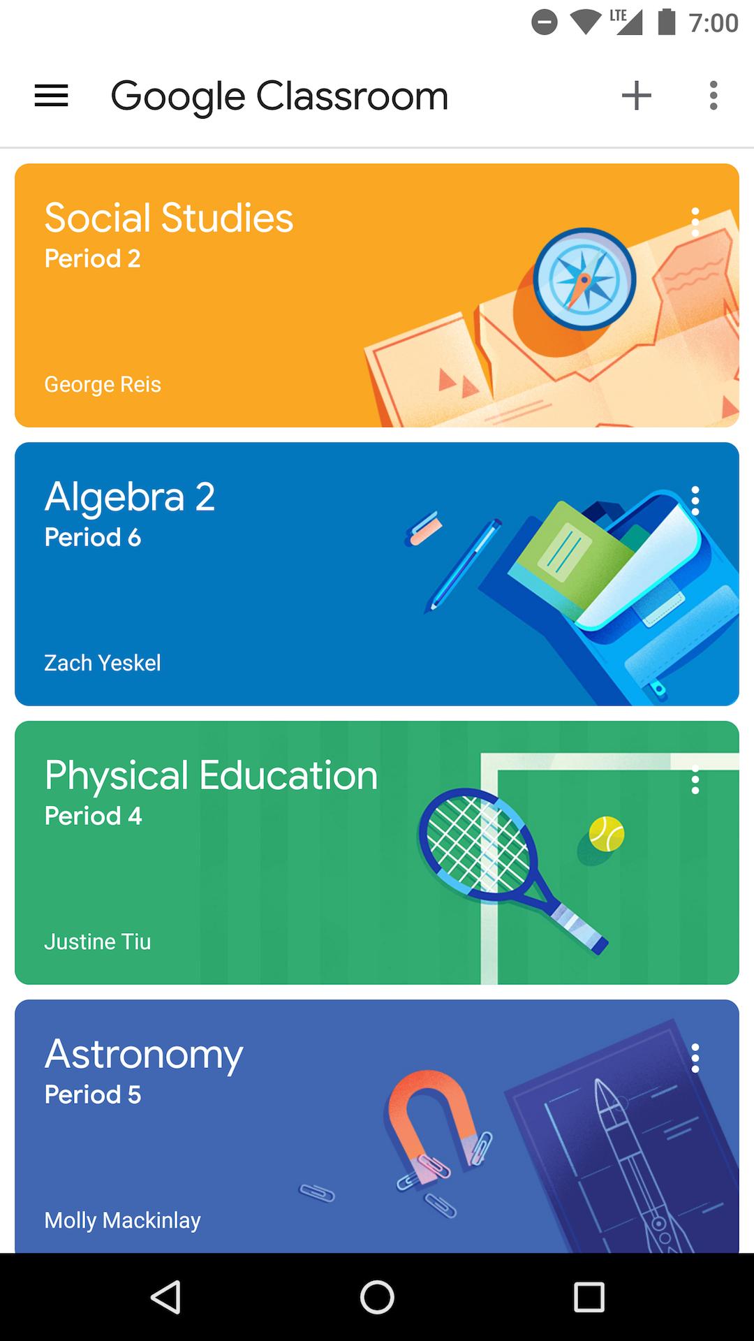 Google Classroom screenshot