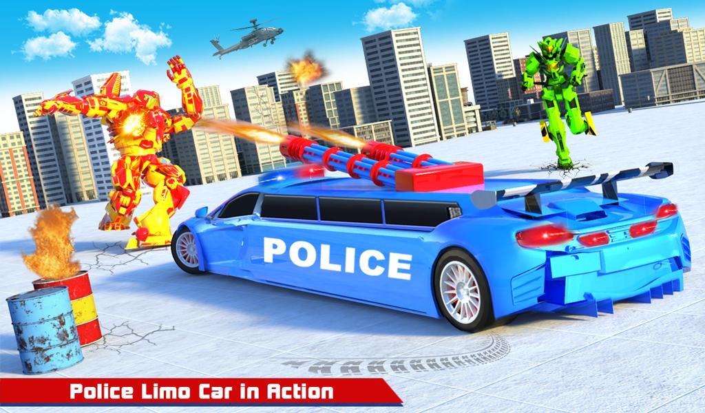 Flying Limo Police Helicopter Car Robot Games 25 Screenshot 12