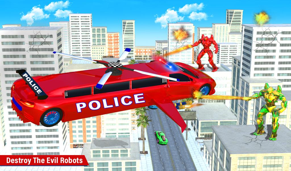 Flying Limo Police Helicopter Car Robot Games 25 Screenshot 14