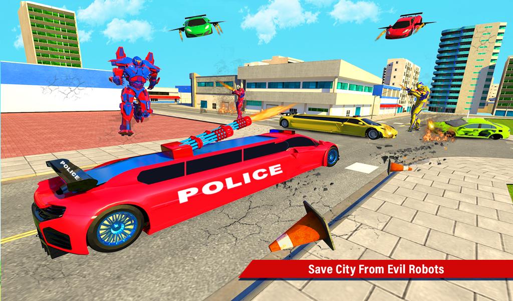 Flying Limo Police Helicopter Car Robot Games 25 Screenshot 15