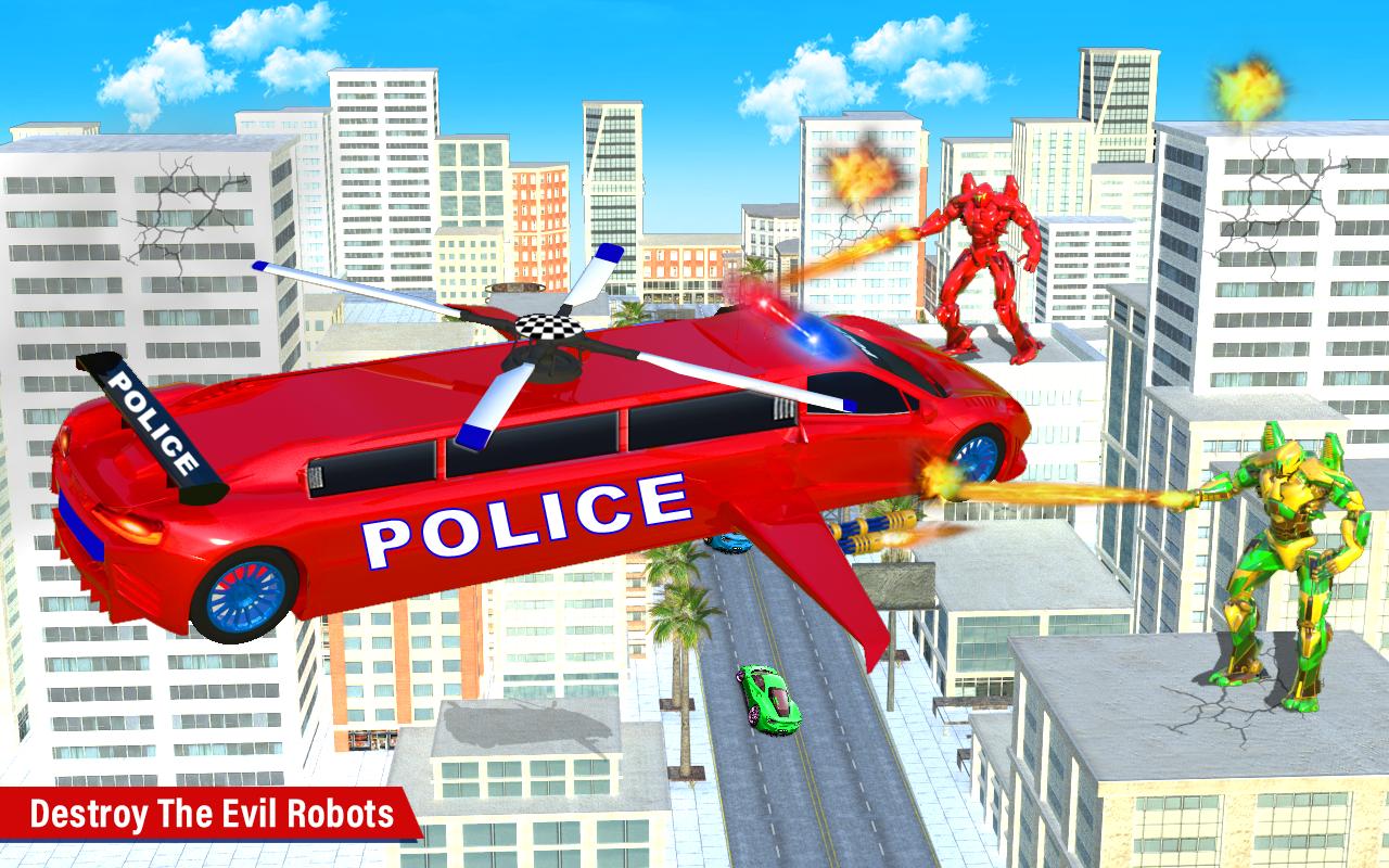 Flying Limo Police Helicopter Car Robot Games 25 Screenshot 22