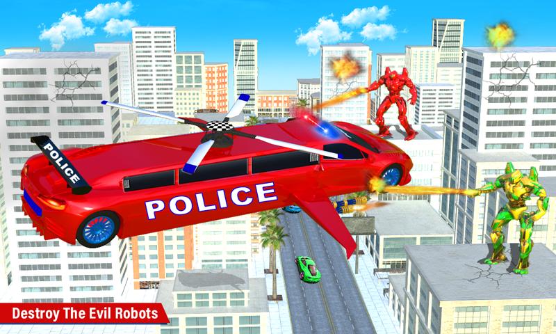 Flying Limo Police Helicopter Car Robot Games 25 Screenshot 6